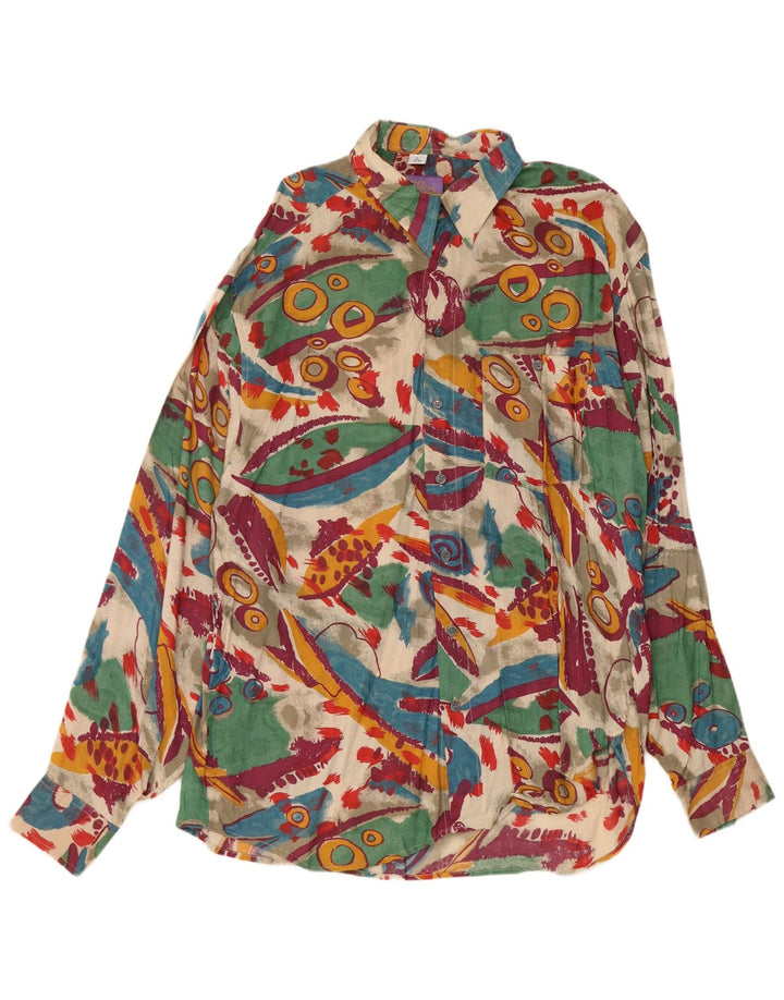 VINTAGE Herren-Hemd mit abstraktem Muster, Größe 41/42, große, mehrfarbige Viskose