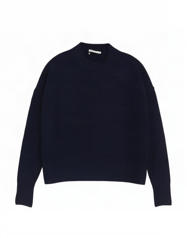 Zara Damen-Pullover, übergroß, Rundhalsausschnitt, Gr. 10, Größe S, Marineblau