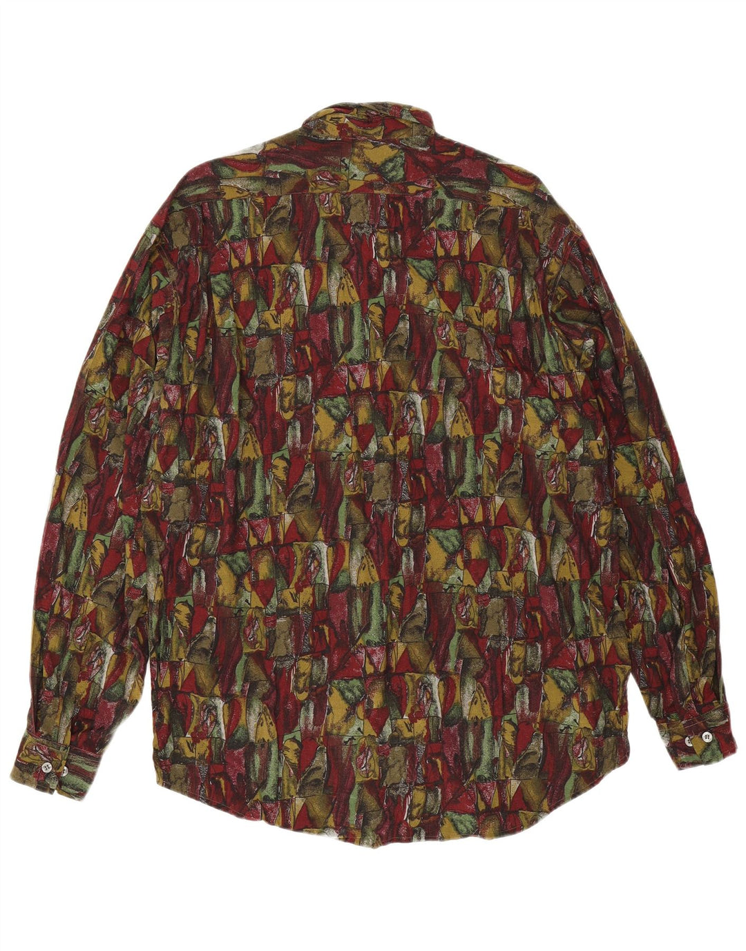 Vintage Herren Hemd mit abstraktem Muster, groß, Burgunderrot, Viskose