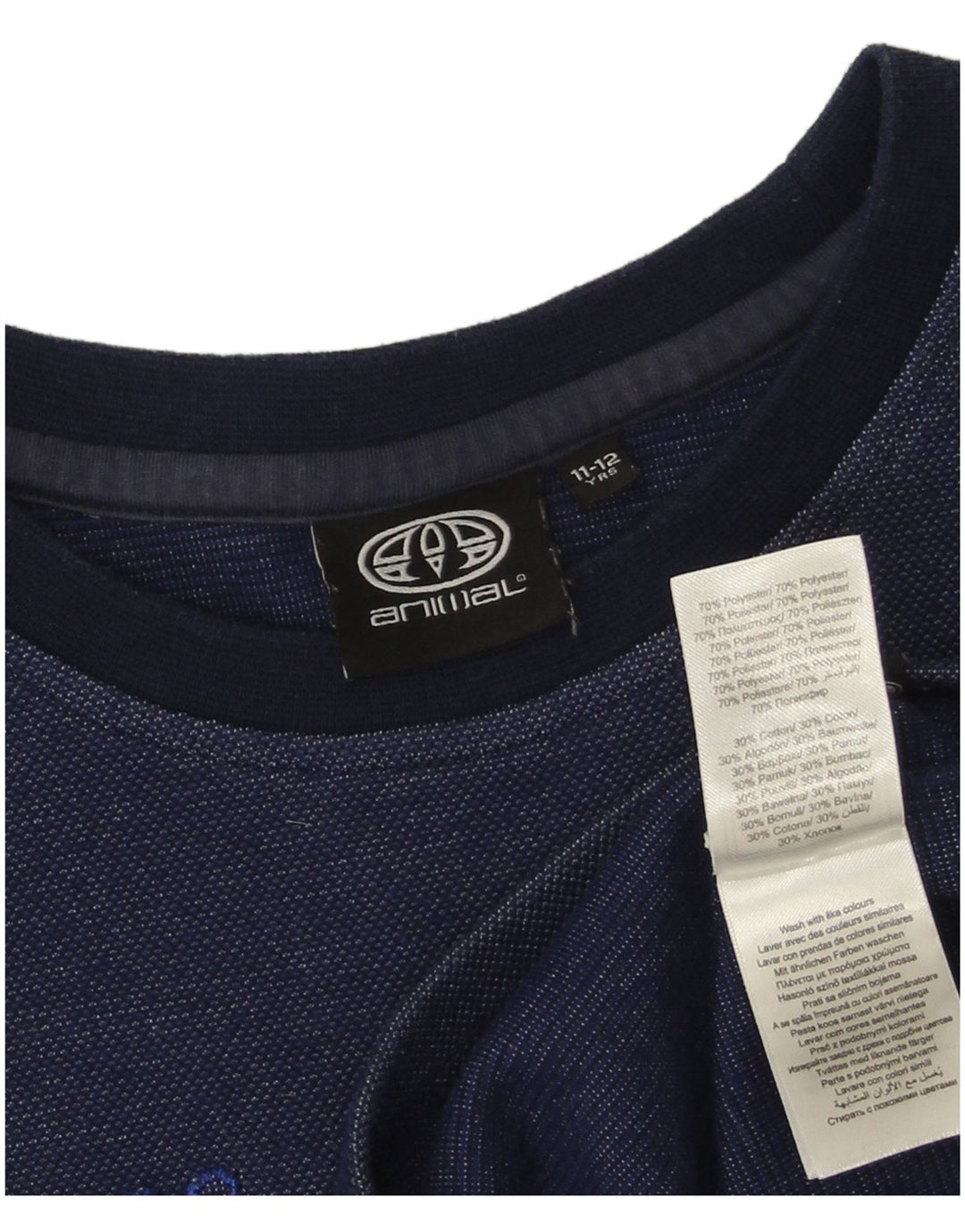 Animal-Grafik-Oberteil für Jungen, langärmlig, 11–12 Jahre, marineblaues Polyester