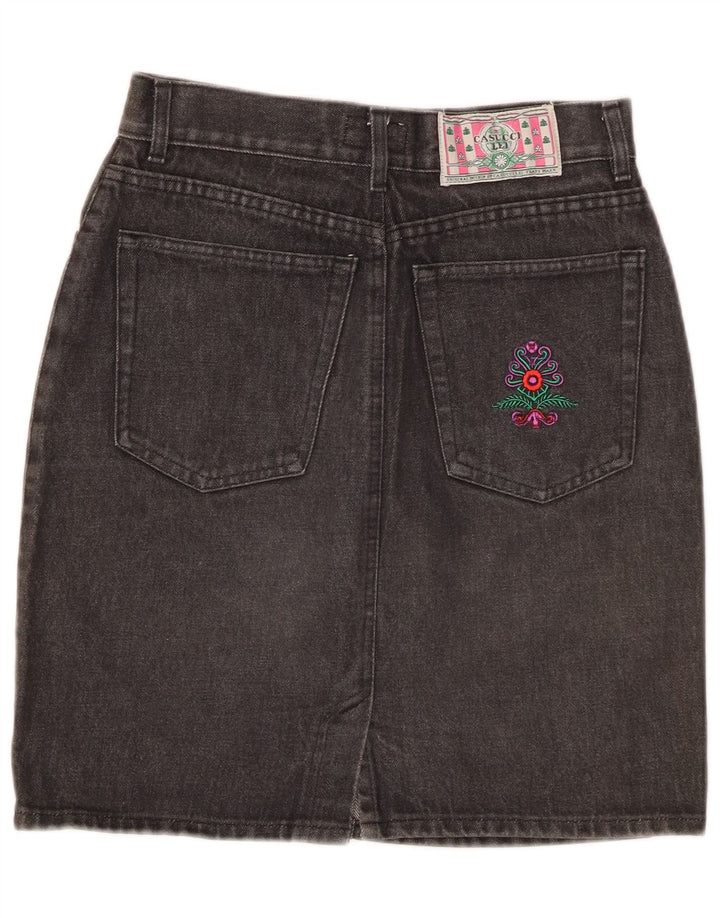 CASUCCI Damen-Jeansrock mit hoher Taille, Größe 44, mittelgroß, W26, grau geblümte Baumwolle