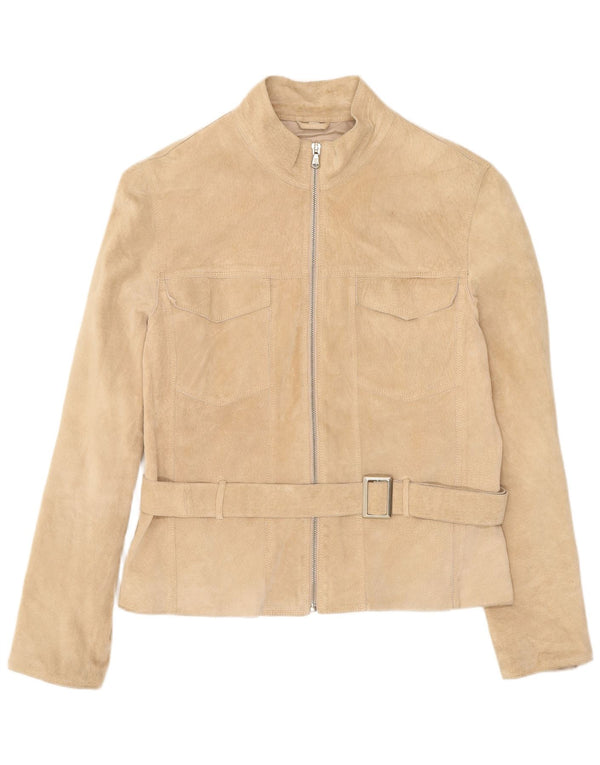 Vintage Damen Wildlederjacke IT 48 XL Beige Leder