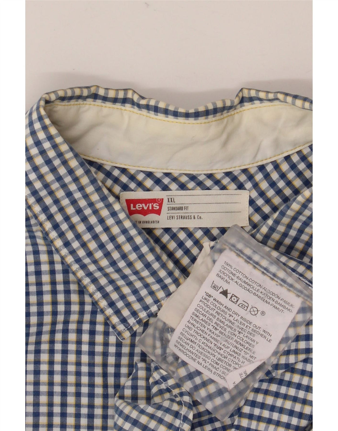 Levi's Herren-Hemd, kurzärmelig, Standard-Passform, 2XL, blau kariert, Baumwolle, klassisch