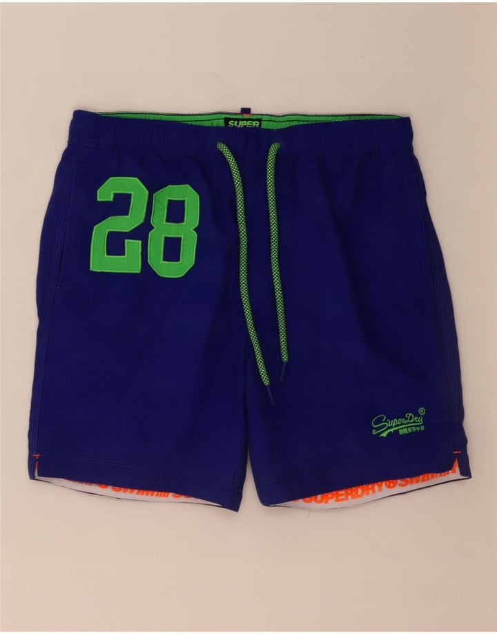 Superdry Herren-Badeshorts mit Grafik, mittelblau, Polyester