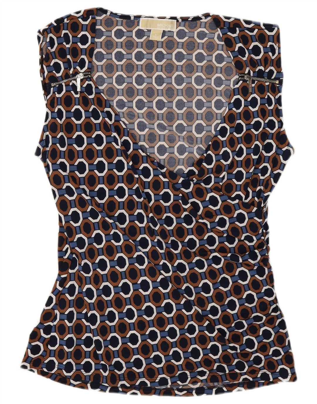 Michael Kors Damen-Blusenoberteil, UK-Größe 44, groß, mehrfarbig, geometrisch