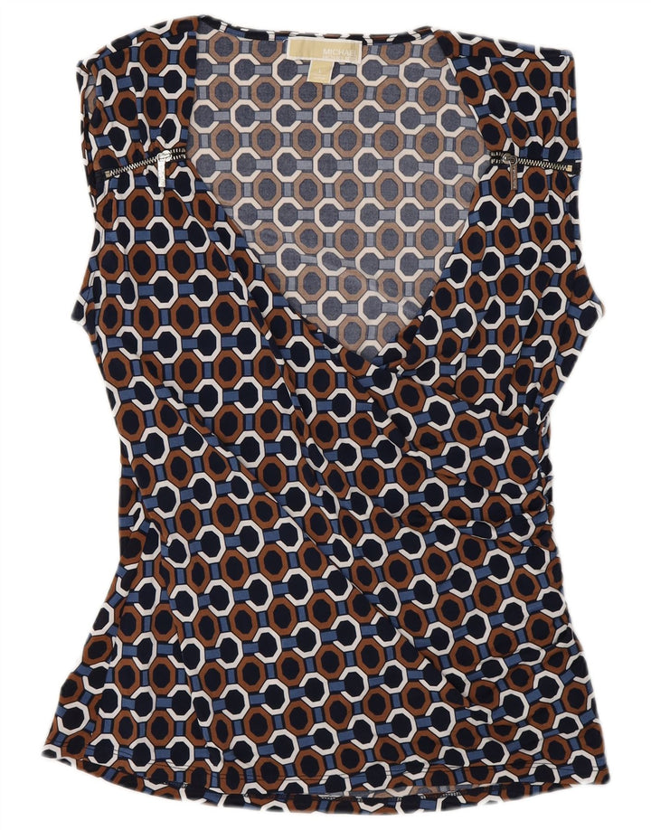 Michael Kors Damen-Blusenoberteil, UK-Größe 44, groß, mehrfarbig, geometrisch