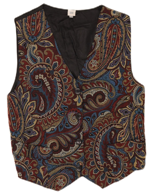 Vintage Damen Weste EU 38/40 Medium Mehrfarbig Paisley Viskose