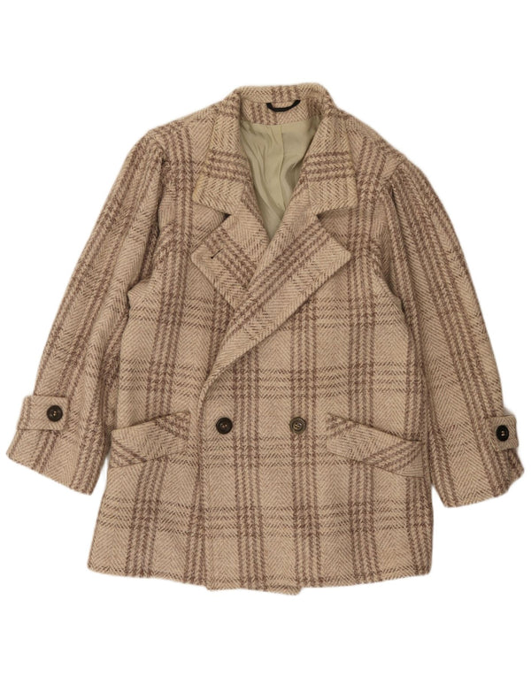 C&A Herren-Blazer, zweireihig, Gr. 38, mittelbeige, Hahnentrittmuster, Wolle