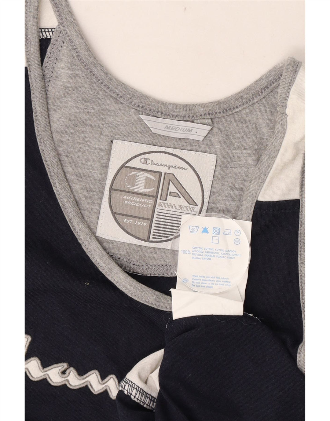 Champion Herren-Unterhemd mit Grafik, mittelgroß, marineblau, Colourblock-Baumwolle
