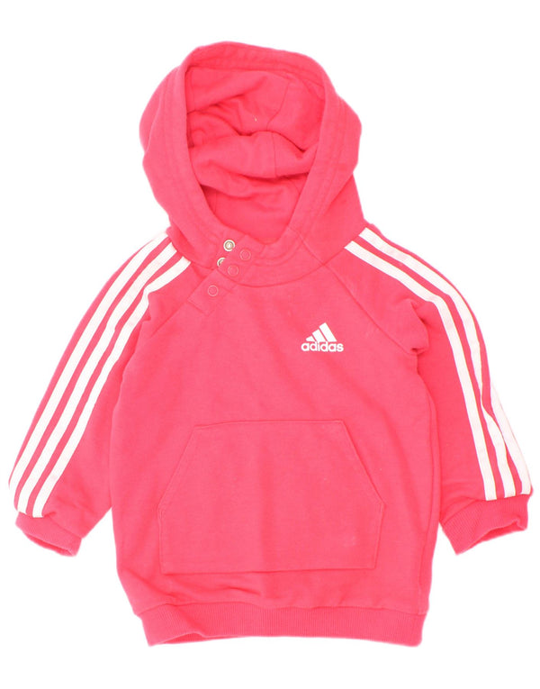 Adidas Baby-Mädchen-Kapuzenpullover mit Knopfkragen, 3–6 Monate, rosa Baumwolle