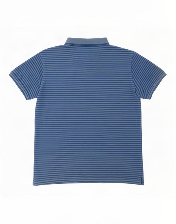 Trussardi Jeans Herren-Poloshirt, groß, blau, Nadelstreifen