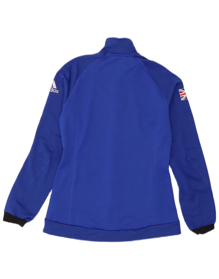 Adidas Damen Trainingsanzug Top Jacke UK 12 Mittelblaues Polyester