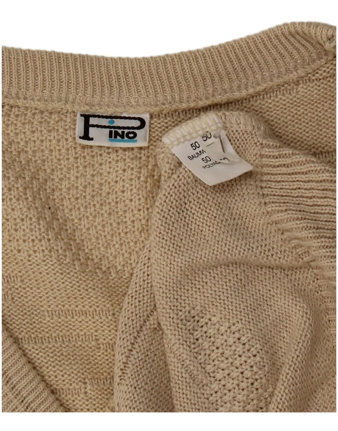Vintage Herren Weste Tank Top IT 50 Medium Beige Baumwolle