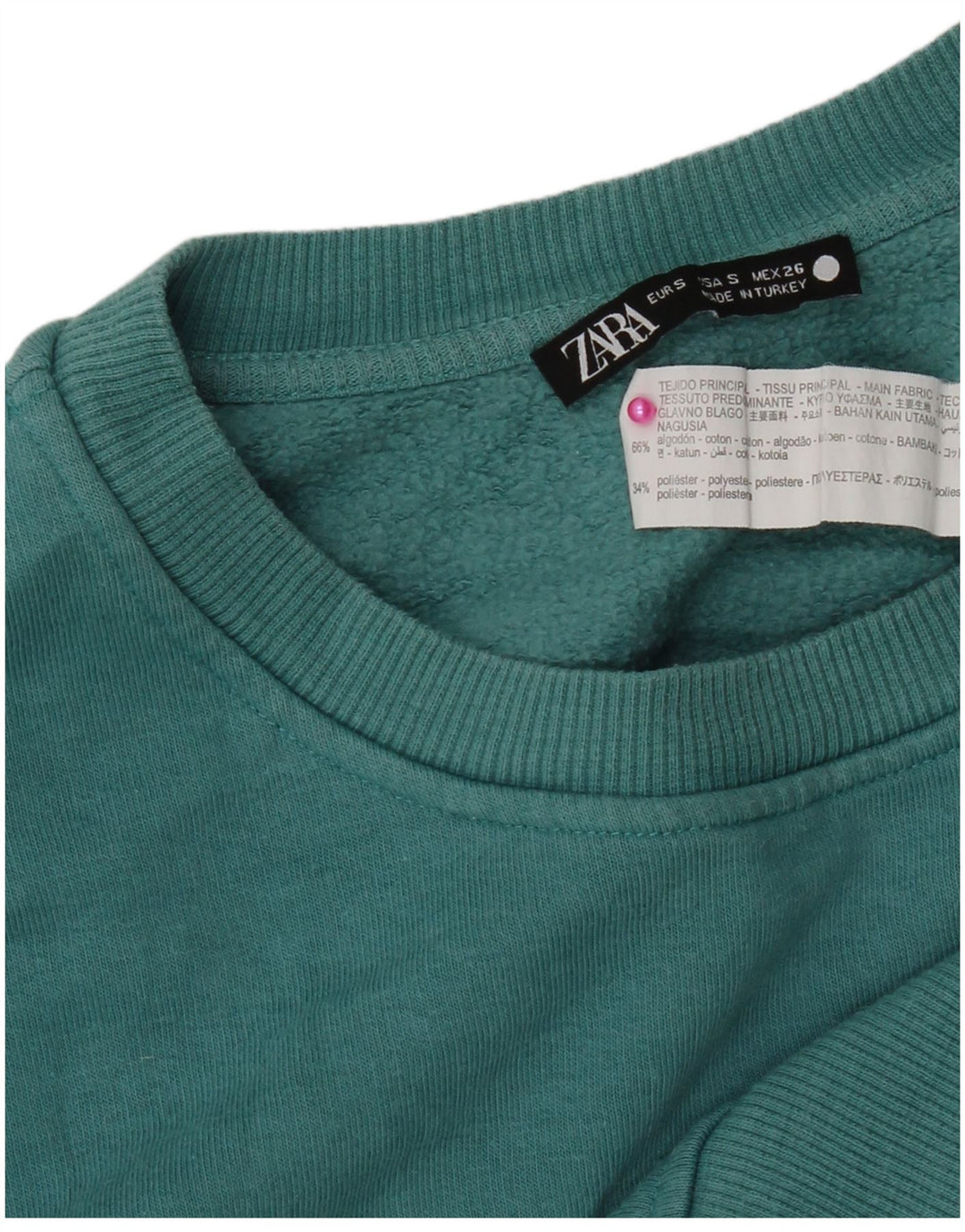 Zara Damen-Sweatshirt mit Grafik-Übergröße, Gr. 10, Größe S, Blau, Baumwolle
