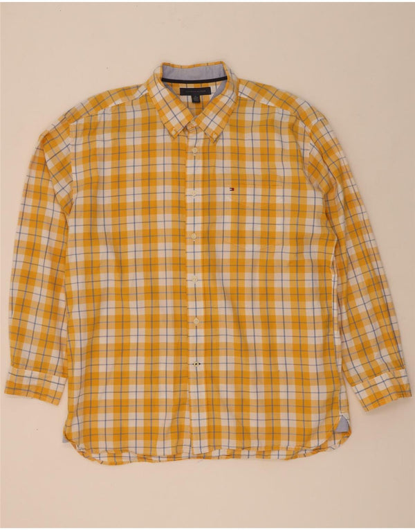 Tommy Hilfiger Herrenhemd XL, gelb kariert, Baumwolle