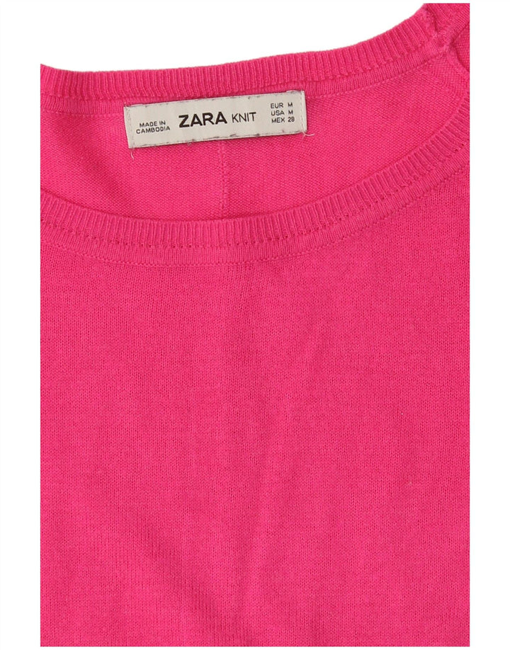 Zara Damen-Pullover, übergroß, U-Boot-Ausschnitt, Gr. 14, Mittelrosa