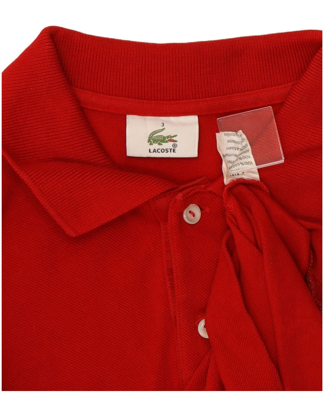 Lacoste Herren-Poloshirt, Größe 3, klein, rote Baumwolle