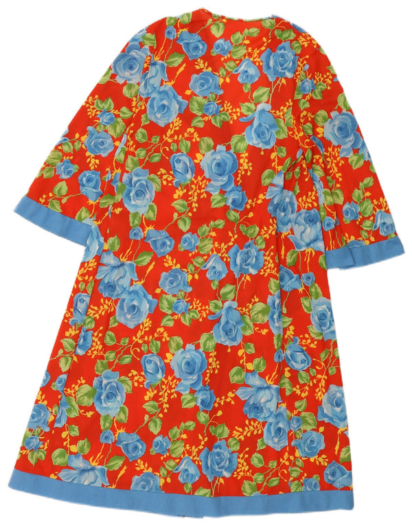 Vintage Damen 1/2 Ärmel Robe Kleid UK 12 Mittelrot geblümt