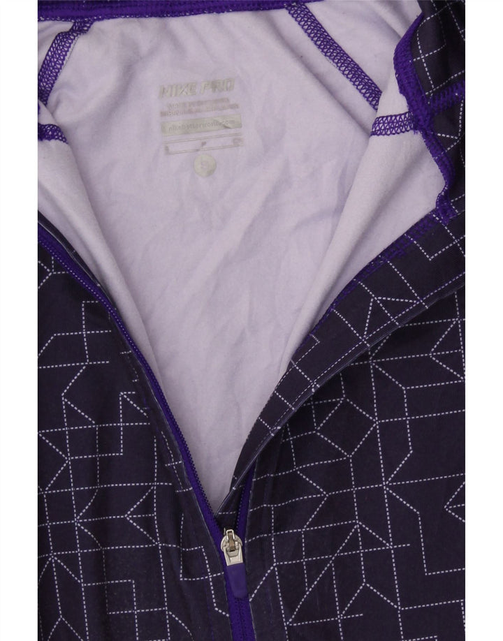 NIKE Womens Zip Neck Pullover Tracksuit Top UK 10 Small Purple Geometric Vintage Nike and Second-Hand Nike from Messina Hembry 