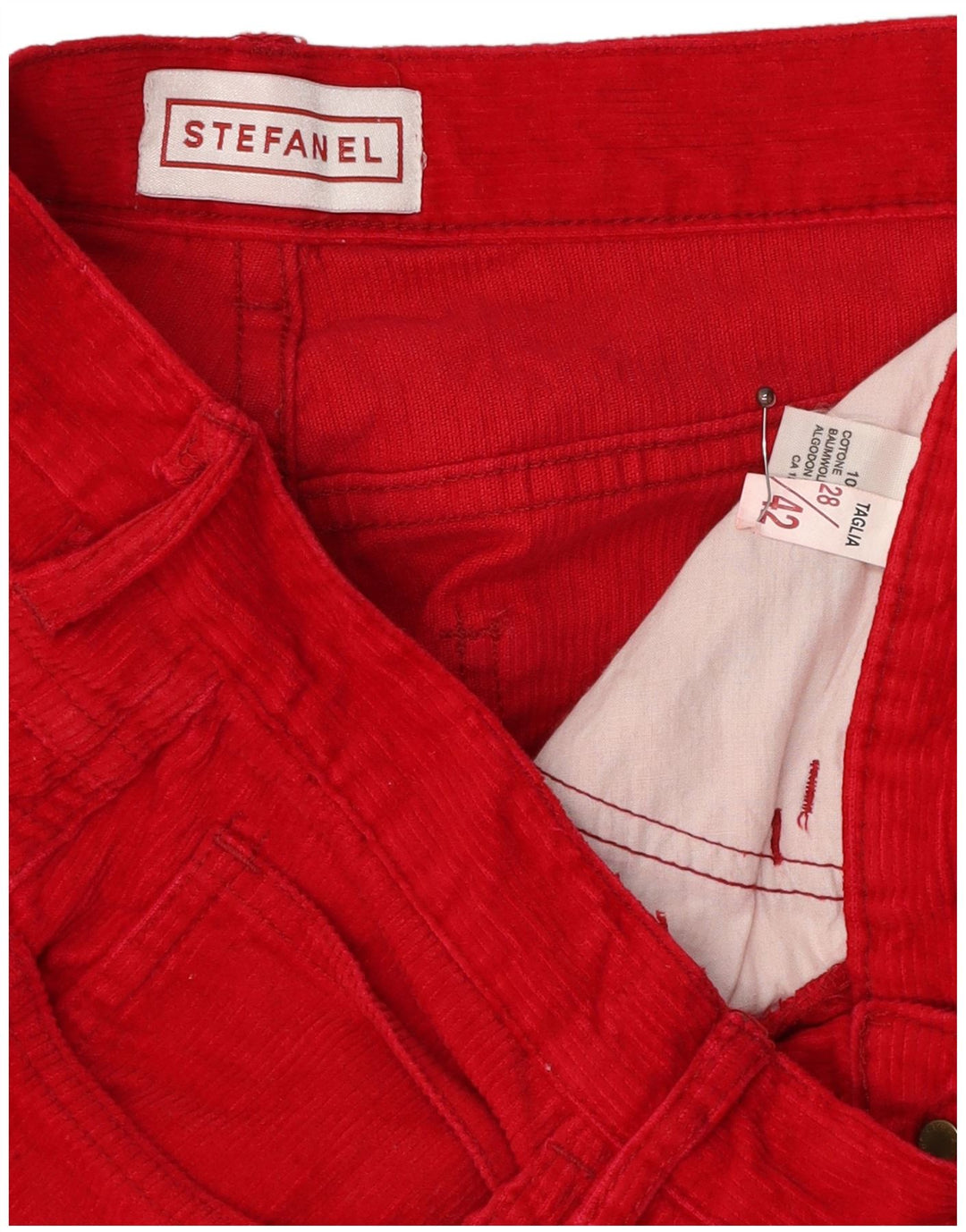 Stefanel Damen Slim Cordhose W28 L30 Rote Baumwolle