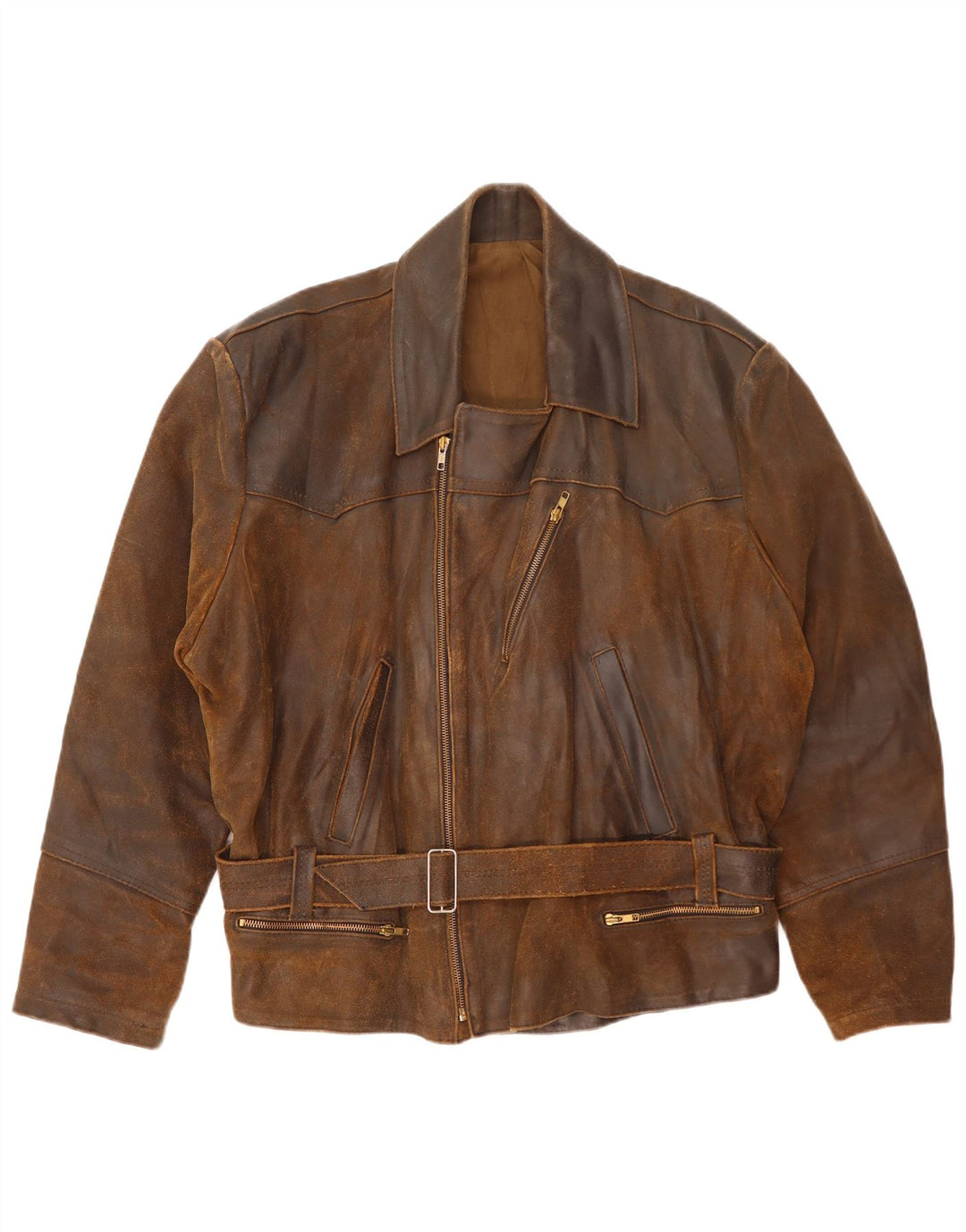 Vintage Herren Leder Bikerjacke UK 42 XL Braun