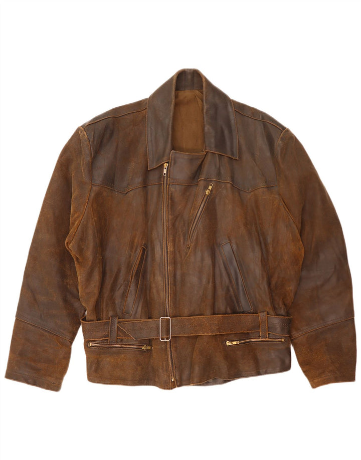 Vintage Herren Leder Bikerjacke UK 42 XL Braun