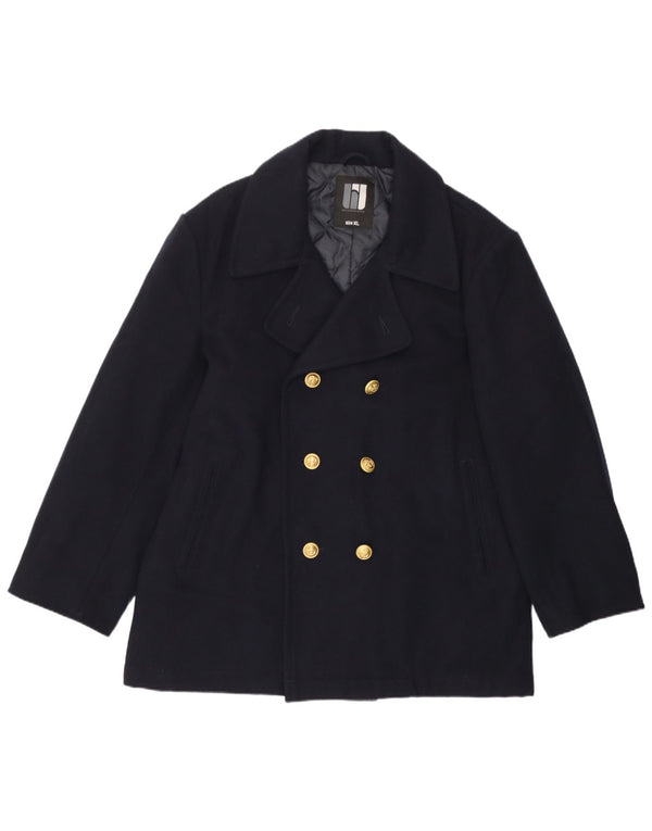 Vintage Herren Pea Coat UK 42 XL Marineblaue Wolle