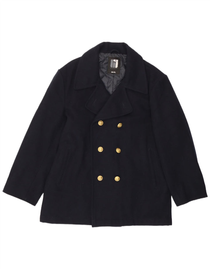 Vintage Herren Pea Coat UK 42 XL Marineblaue Wolle