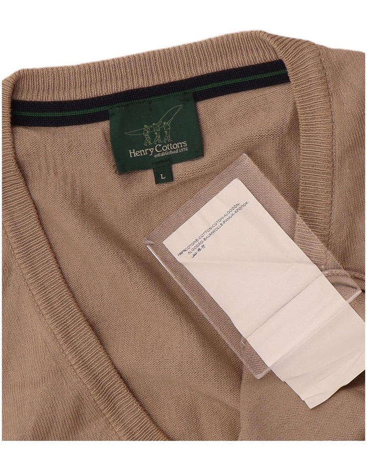 Henry Cottons Herren-Tanktop, groß, beige Baumwolle