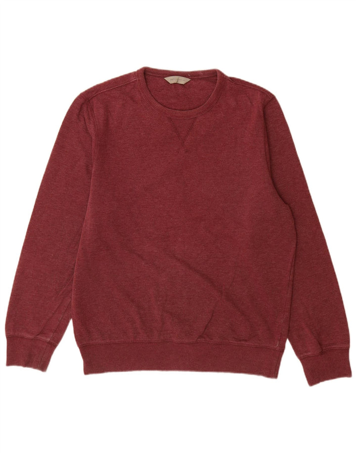 Marks & Spencer Herren-Sweatshirt-Pullover, mittlere Burgunderrote Baumwolle