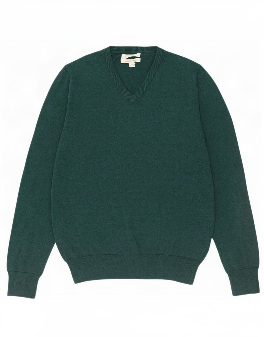 Marks & Spencer Herren-Pullover mit V-Ausschnitt aus mittelgrüner Baumwolle