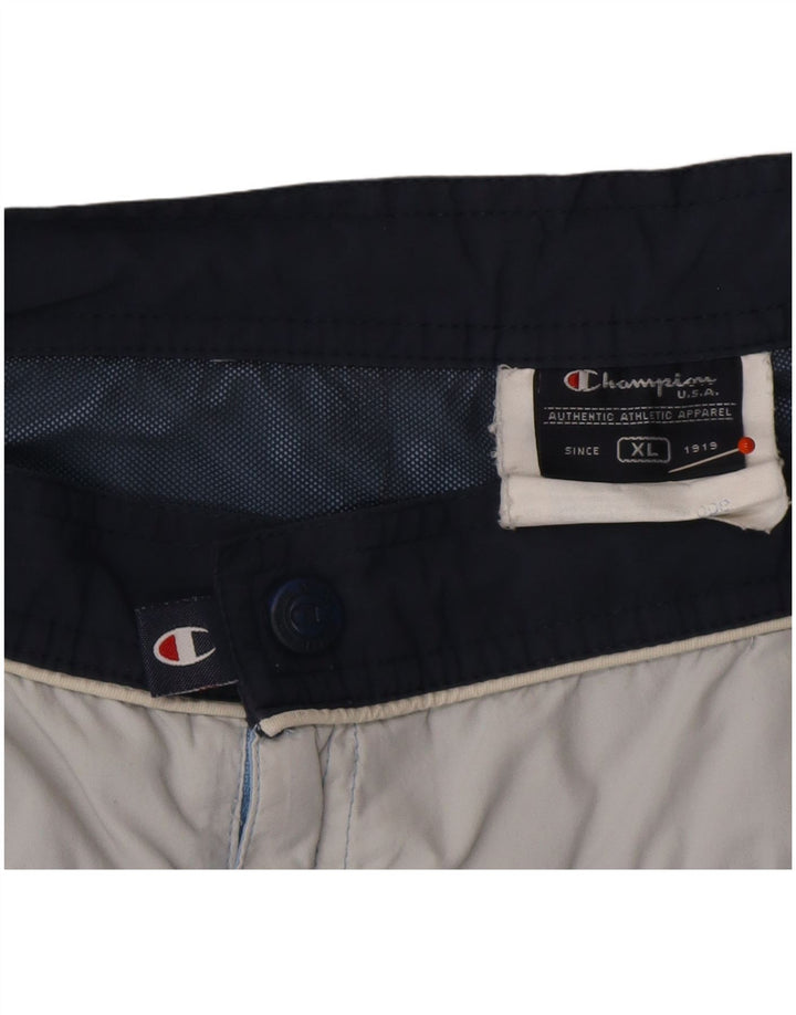 CHAMPION Herren-Badeshorts XL, blaues Colourblock-Polyester