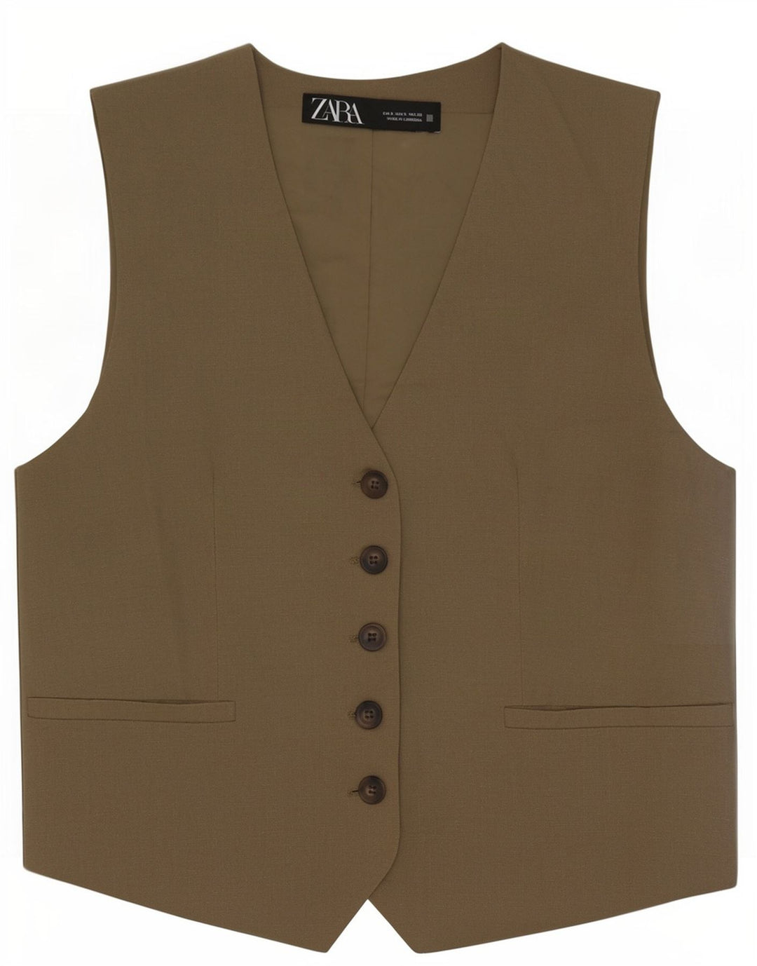 Zara Damen Weste UK 10 Small Khaki Polyester