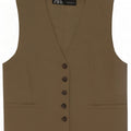 Zara Damen Weste UK 10 Small Khaki Polyester