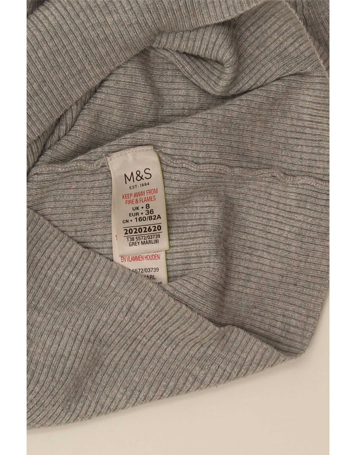 Marks & Spencer Damen-Pullover mit Rollkragen, Gr. 8, Größe S, graue Viskose