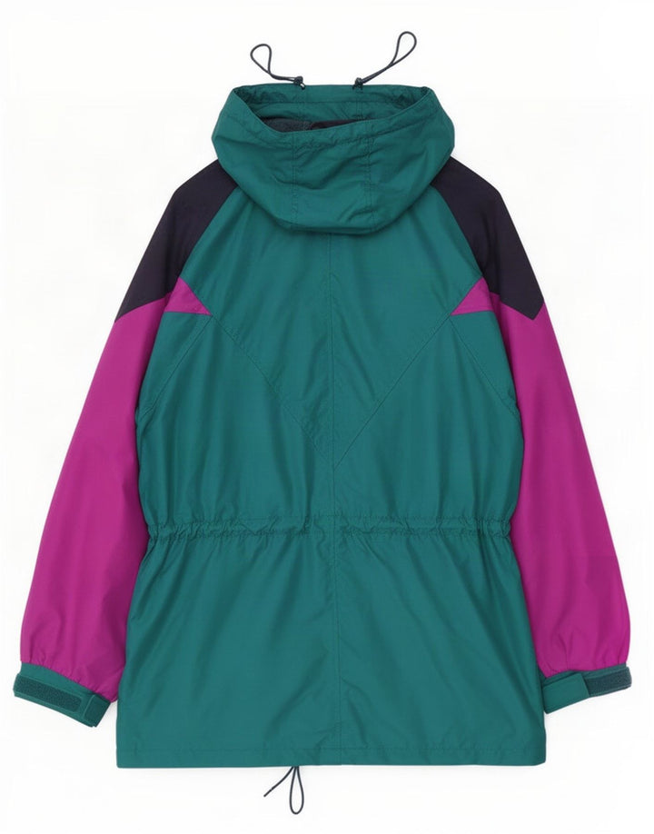 Columbia Damen-Regenjacke mit Kapuze, übergroß, UK 14, mittelgrün, Farbblock