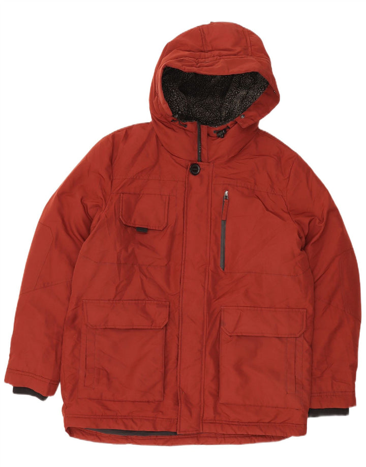 Marks & Spencer Herren Parka mit Kapuze, gepolstert, Größe 40, Burgunderrot, Winter
