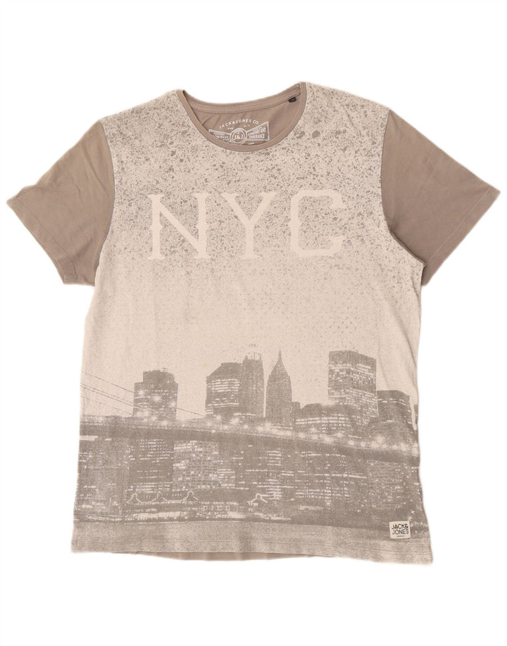 Jack & Jones Herren Grafik T-Shirt Top XL Grau
