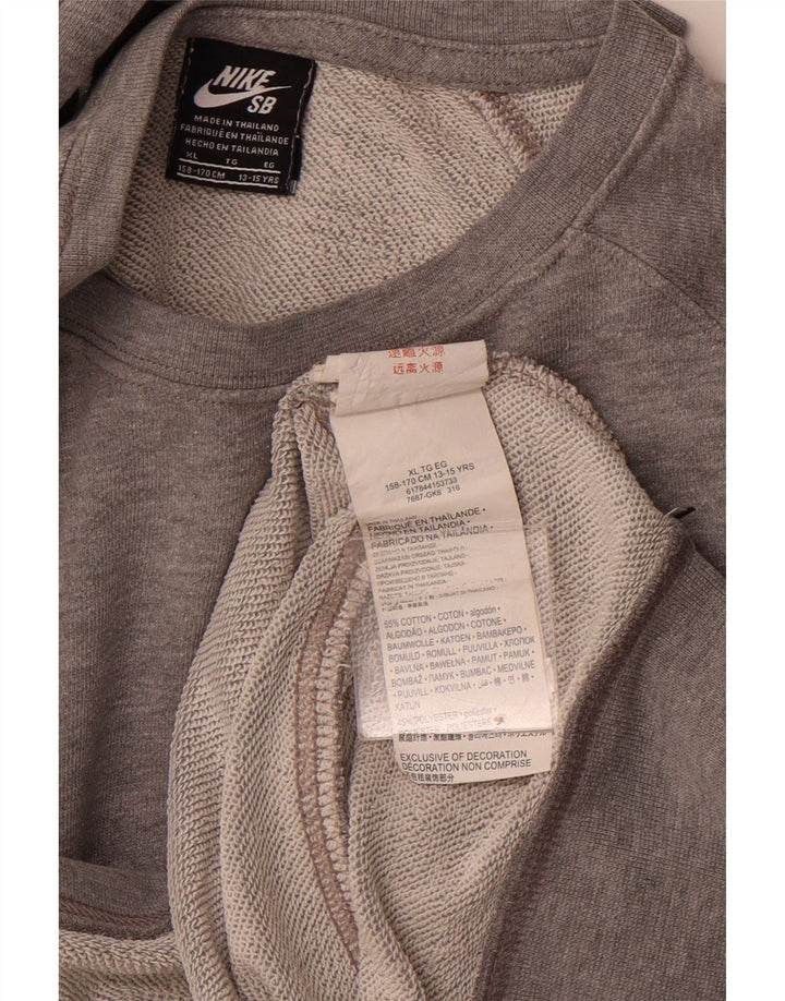 Nike Mädchen-Sweatshirt mit lockerer Passform und Grafik, 13–14 Jahre, XL, graue Baumwolle