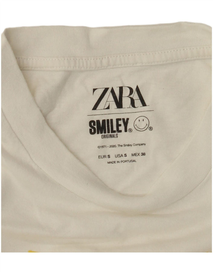 ZARA Mens Smiley Graphic T-Shirt Top Small White