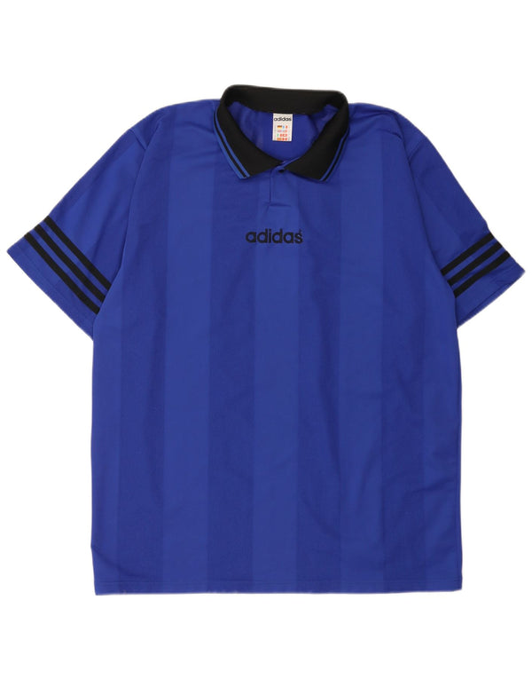 Adidas Herren Poloshirt XL Blau gestreift Polyester