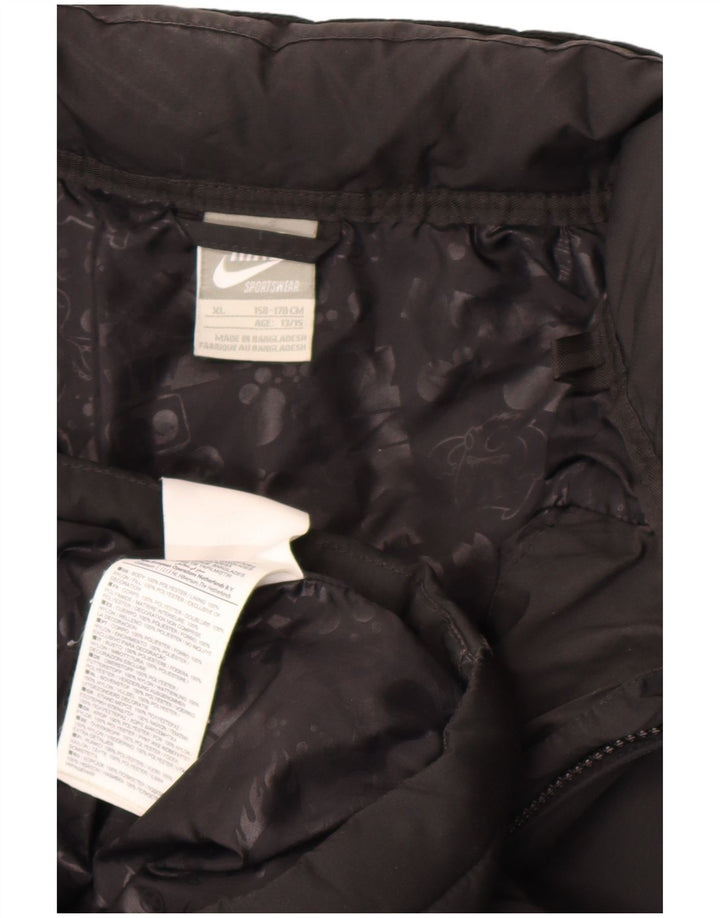Nike Wattierte Jacke mit Kapuze für Jungen, 13–14 Jahre, XL, schwarzes Polyester