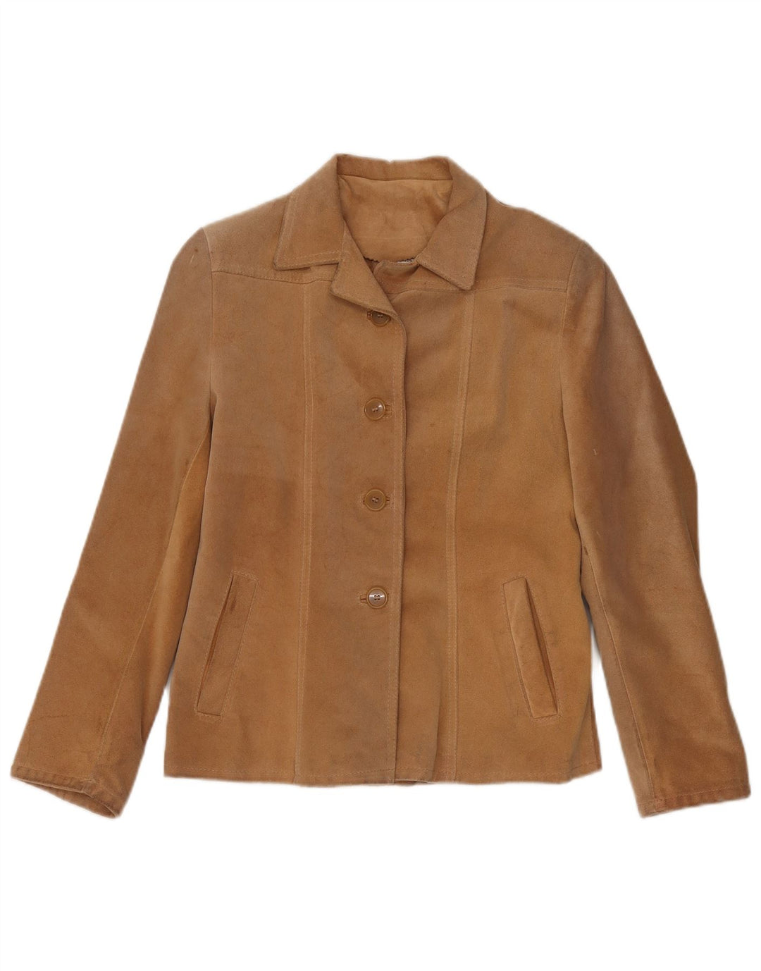 Barone Damen Wildlederjacke UK 10 Small Beige Leder