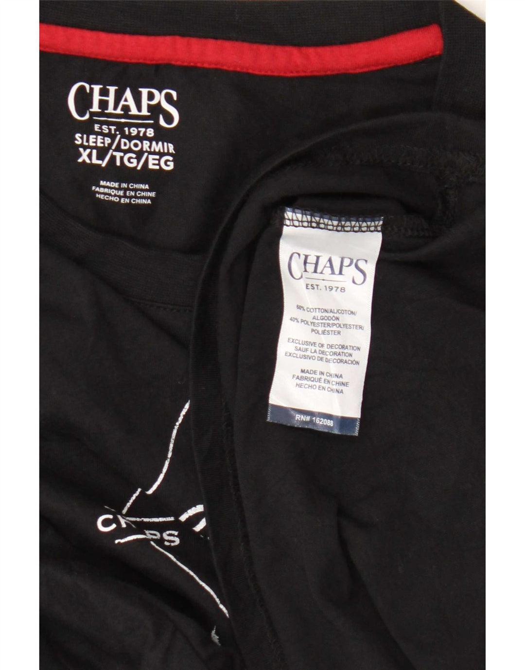 Chaps Herren Graphic Top Langarm XL Schwarz Baumwolle
