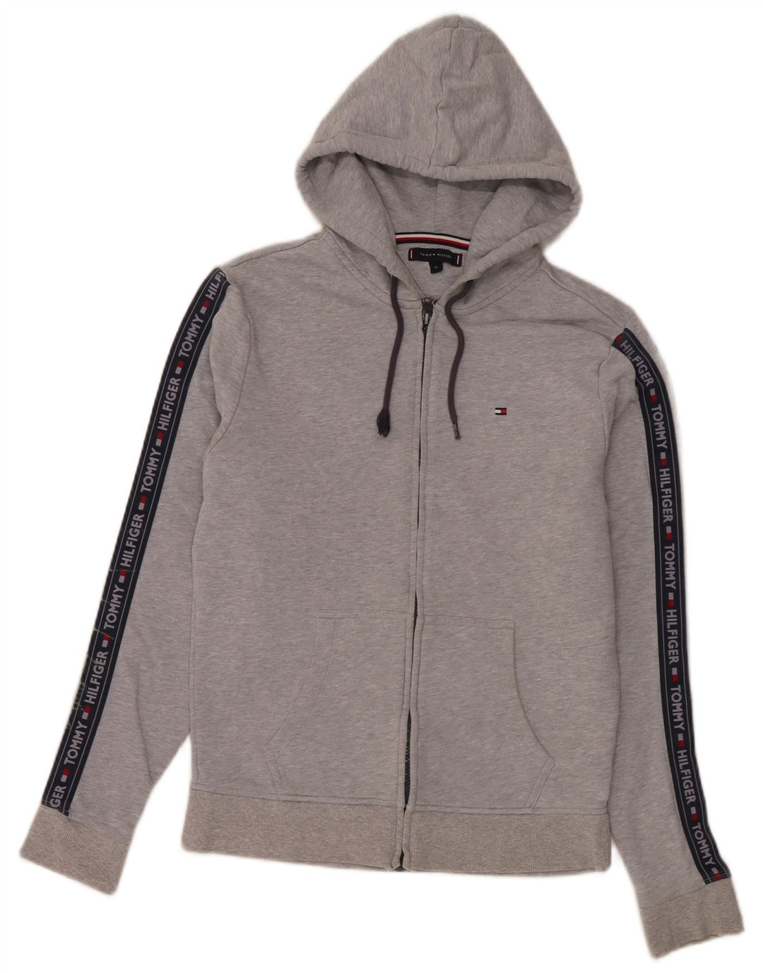 Tommy Hilfiger Herren-Kapuzenpullover mit grafischem Reißverschluss, mittelgrau, Farbblock