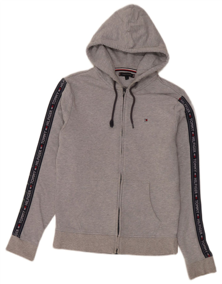 Tommy Hilfiger Herren-Kapuzenpullover mit grafischem Reißverschluss, mittelgrau, Farbblock