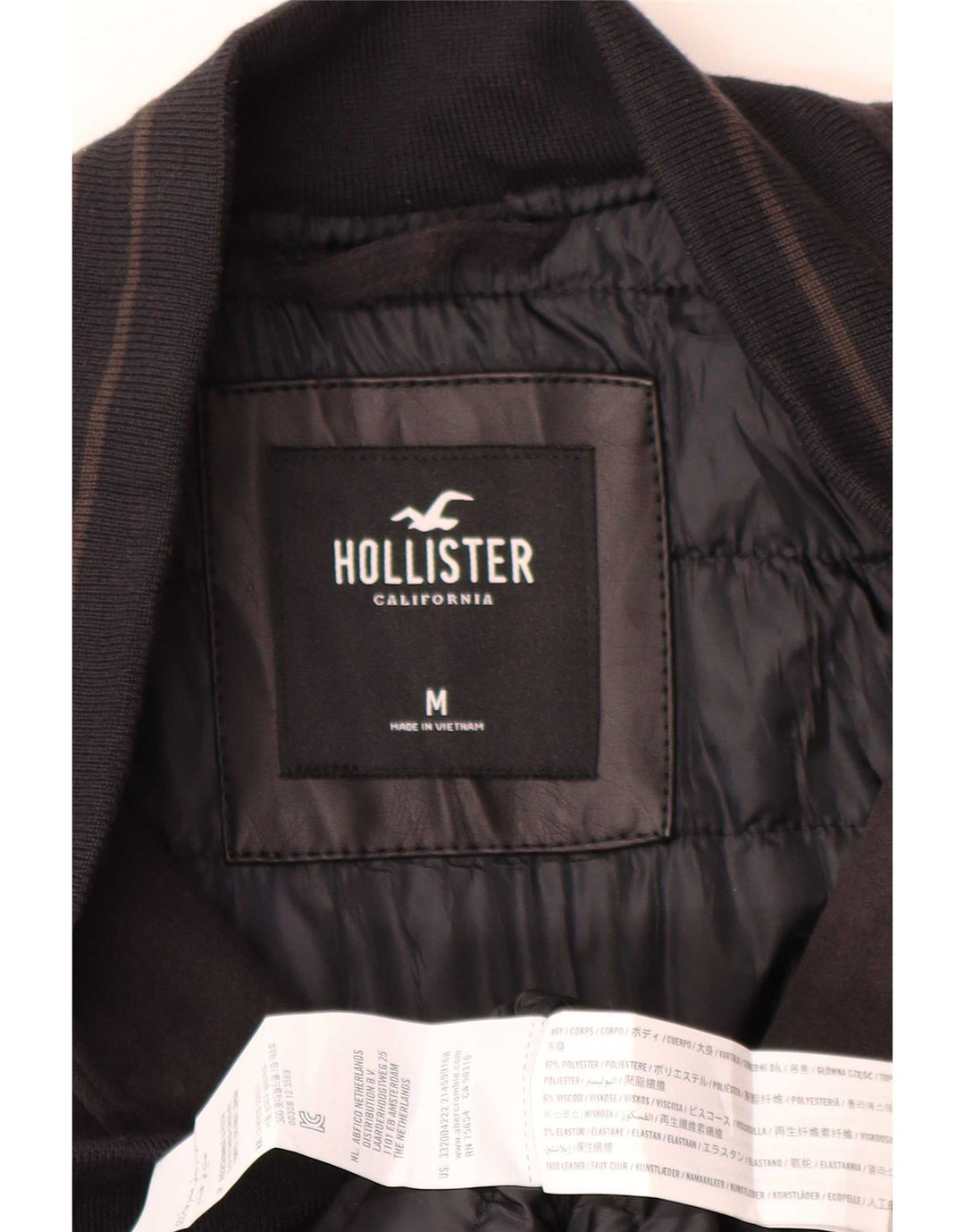 Hollister Mens Graphic Varsity Jacket UK 38 Mittelschwarzes Polyester