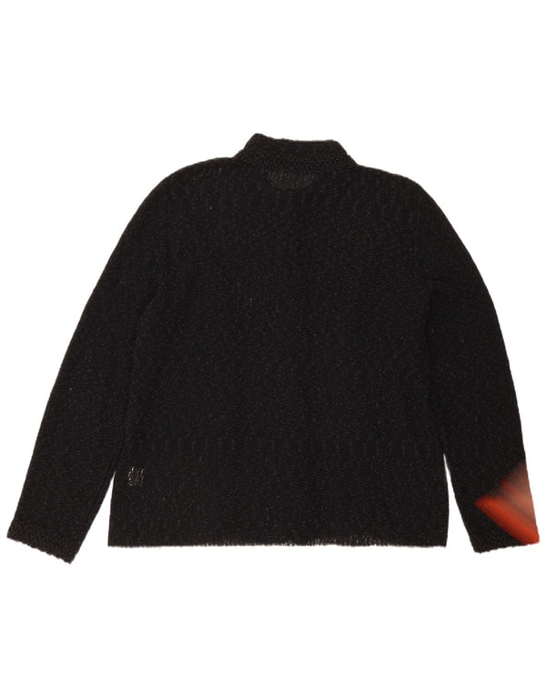 Vintage Damen Durchsichtiger Cardigan Pullover IT 50 XL Schwarz Acryl