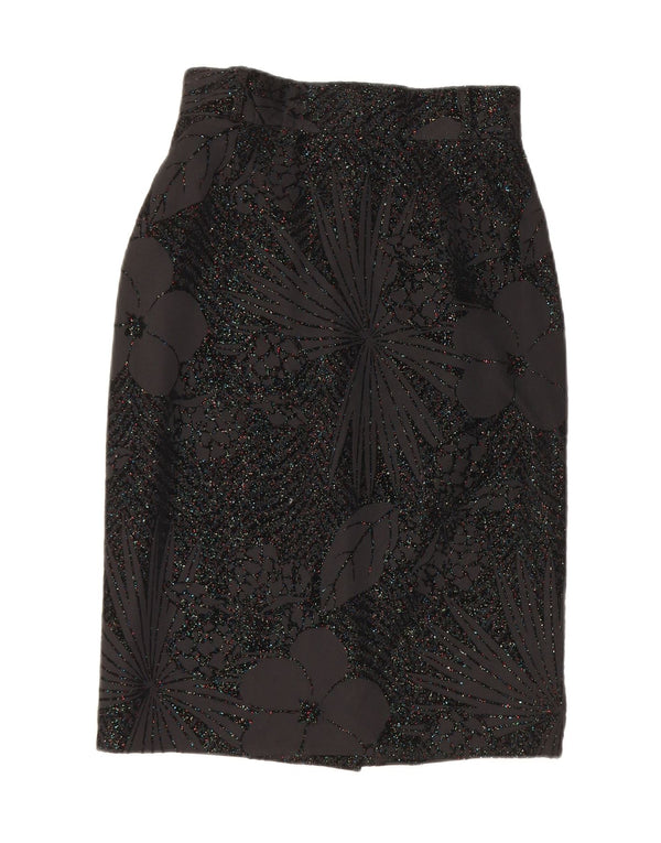 Charles Vogele Damen Bleistiftrock EU 36 Small W26 Schwarz geblümtes Polyester
