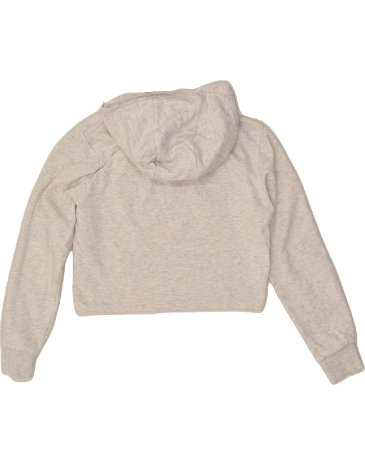 ELLESSE Womens Crop Graphic Hoodie Jumper UK 8 Small Grey Cotton | Vintage Ellesse | Thrift | Second-Hand Ellesse | Used Clothing | Messina Hembry 